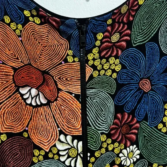 Farm Rio Floral Midi Dress Large Stitched Boho Fall Wedding Guest Worn Once - Picture 15 of 15